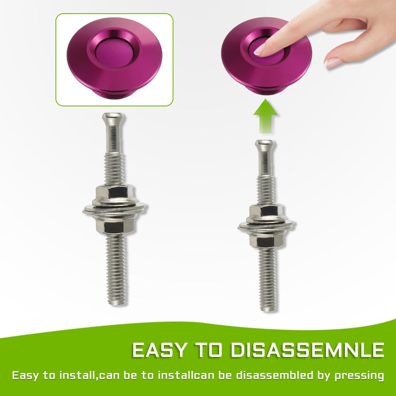 EPLZON Diameter 1.25 inch Quick Release Latch Bumper Bumper Hood License Plate Lock Clip Kit Universal Aluminum Engine Hood Pin(Pack of 2pcs,Purple) - Image 3